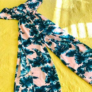 The Impeccable Pig Jumpsuit Tropical Spring Pink and Green Size S